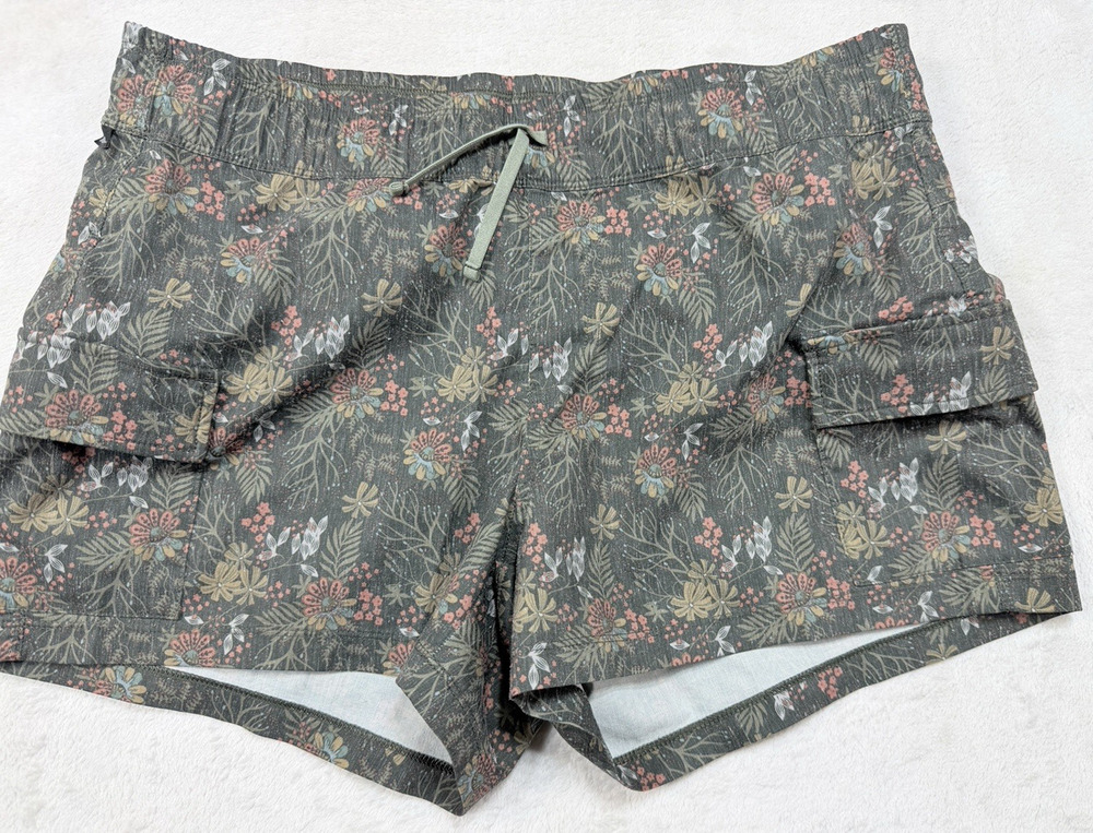 KUHL Freeflex Splash Floral Hiking Cargo Shorts Stretch Gorpcore Olive SZ M